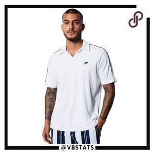 Fabletics Men's Performance The Island Terry Polo‎ Shirt White Size Large NWT